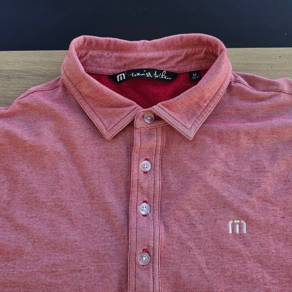 Travis Mathew Mens Short Sleeve‎ Polo Shirt Red Heathered Golf Top Size M
